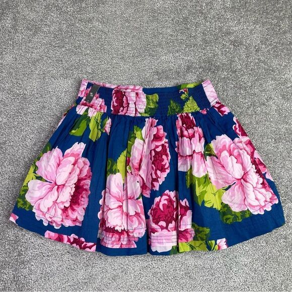 Abercrombie & Fitch Mini Skirt Women's Small Blue Floral Flare Lined Y2K - Picture 3 of 8